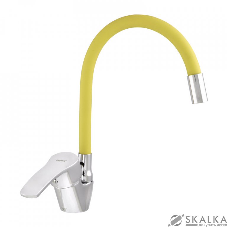 Смеситель для кухни ZERIX YUB 279 с желтым гибким изливом (ZX0440) На фото Смеситель для кухни ZERIX YUB 279 с желтым гибким изливом (ZX0440)