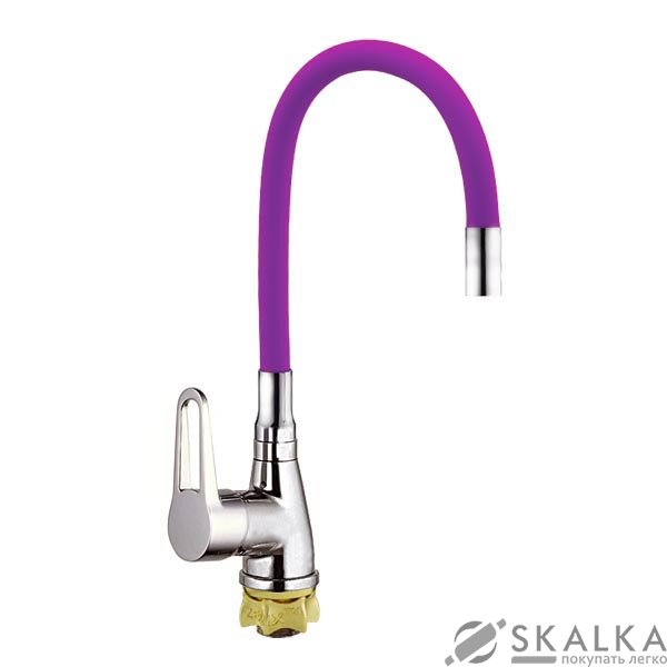 Смеситель для кухни ZERIX SOP7 146 с фиолетовым гибким изливом (ZX2658) На фото Смеситель для кухни ZERIX SOP7 146 с фиолетовым гибким изливом (ZX2658)