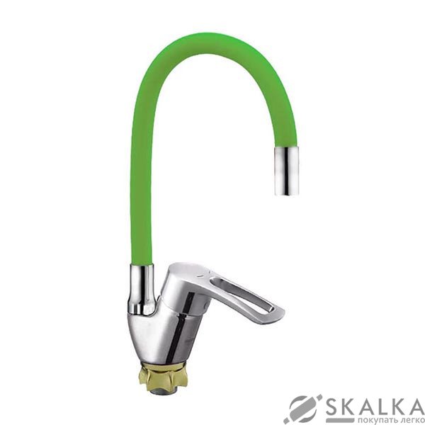 Смеситель для кухни ZERIX YUB 181 с зеленым гибким изливом (ZX0437) На фото Смеситель для кухни ZERIX YUB 181 с зеленым гибким изливом (ZX0437)