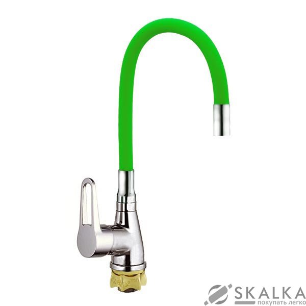Смеситель для кухни ZERIX SOP7 146 с зеленым гибким изливом (ZX2656) На фото Смеситель для кухни ZERIX SOP7 146 с зеленым гибким изливом (ZX2656)