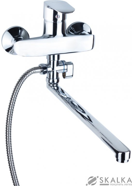 На фото Смеситель для ванны Aquatica KN D40 гусак прямой 350мм дивертор выносной картриджный (KN-3C228C)