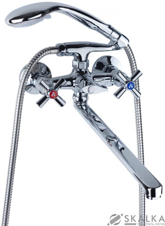 На фото Смеситель для ванны Aquatica PM 1/2" гусак прямой 350мм дивертор встроенный картриджный (PM-2C257C)