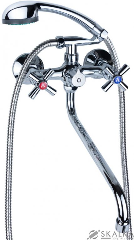 На фото Смеситель для ванны Aquatica PM 1/2" гусак изогнутый дивертор встроенный картриджный (PM-2C457C)