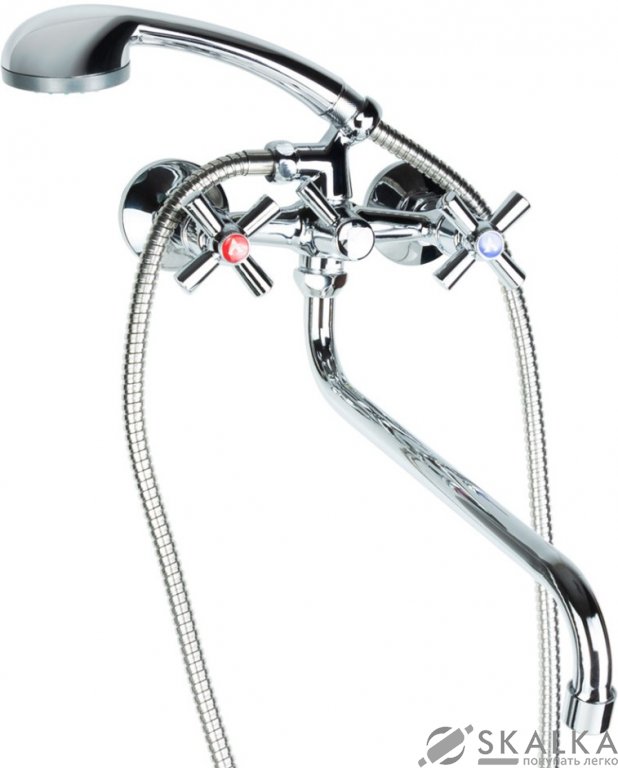 На фото Смеситель для ванны Aquatica PM 1/2" гусак изогнутый дивертор встроенный шаровый (PM-5C457C)