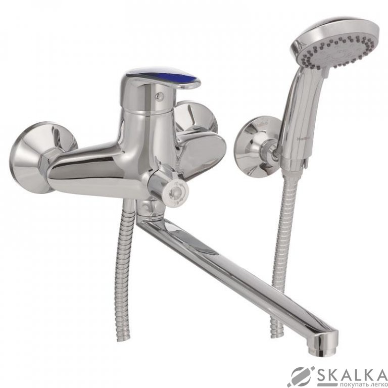 Смеситель для ванны Haiba MAGIC 006 с синей ручкой (HB0694) На фото Смеситель для ванны Haiba MAGIC 006 с синей ручкой (HB0694)