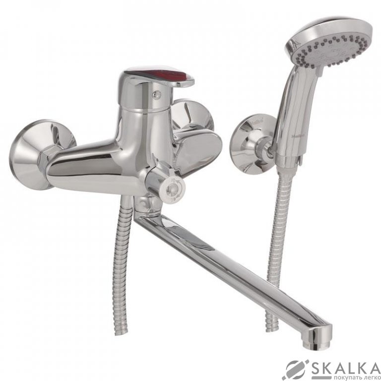 На фото Смеситель для ванны Haiba MAGIC 006 с красной ручкой (HB0693)