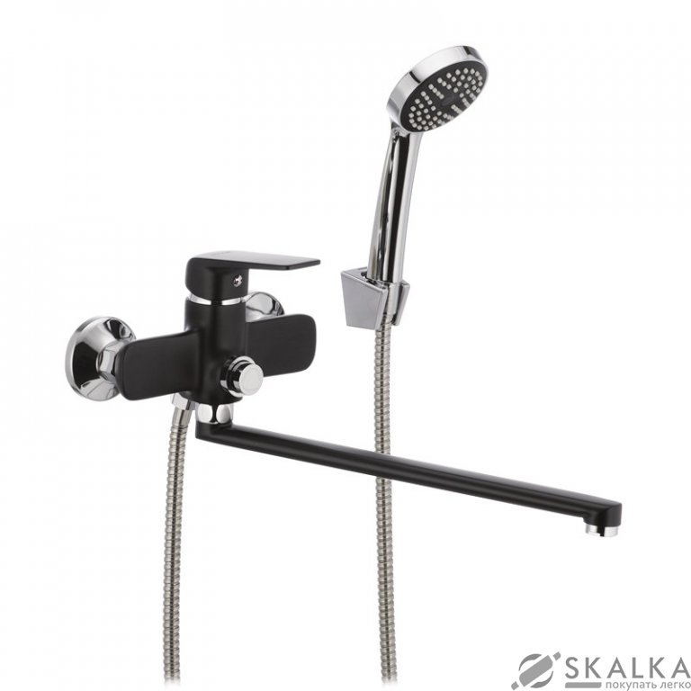 На фото Смеситель для ванны MIXXUS OREGON 006 (перекл. кнопкой) черный (MX0007)