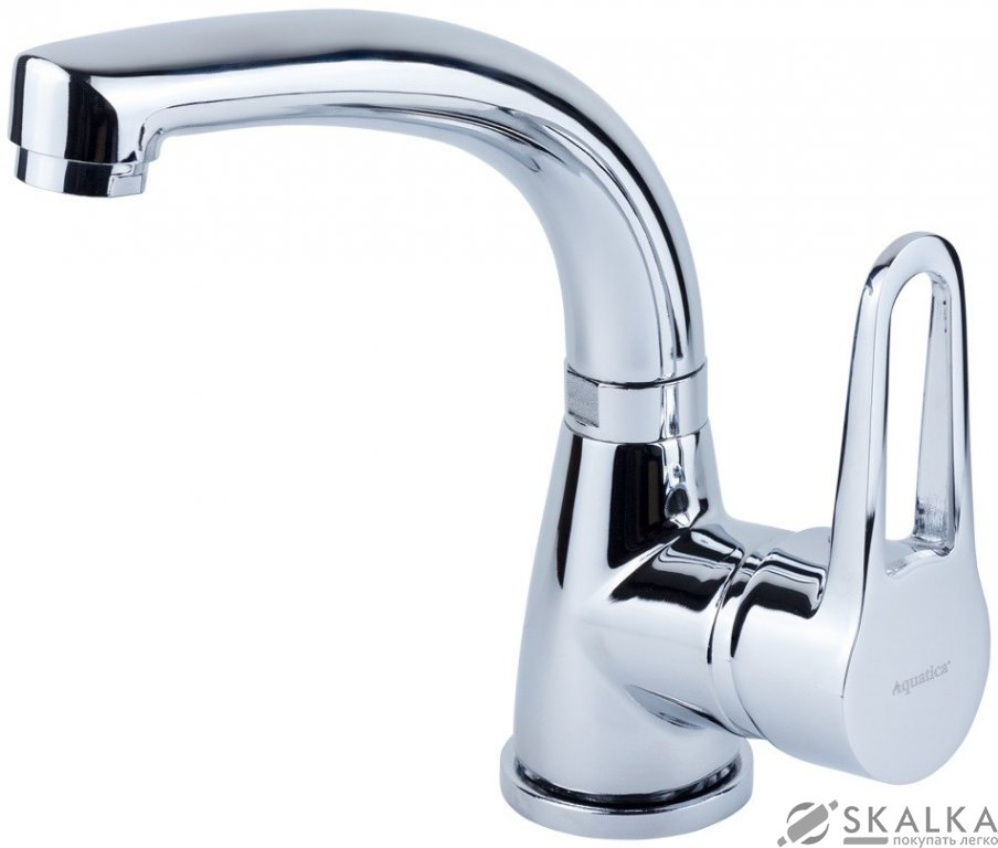 Смеситель для раковины Aquatica HL D35 гусак изогнутый на гайке (HL-1A230C) На фото Смеситель для раковины Aquatica HL D35 гусак изогнутый на гайке (HL-1A230C)