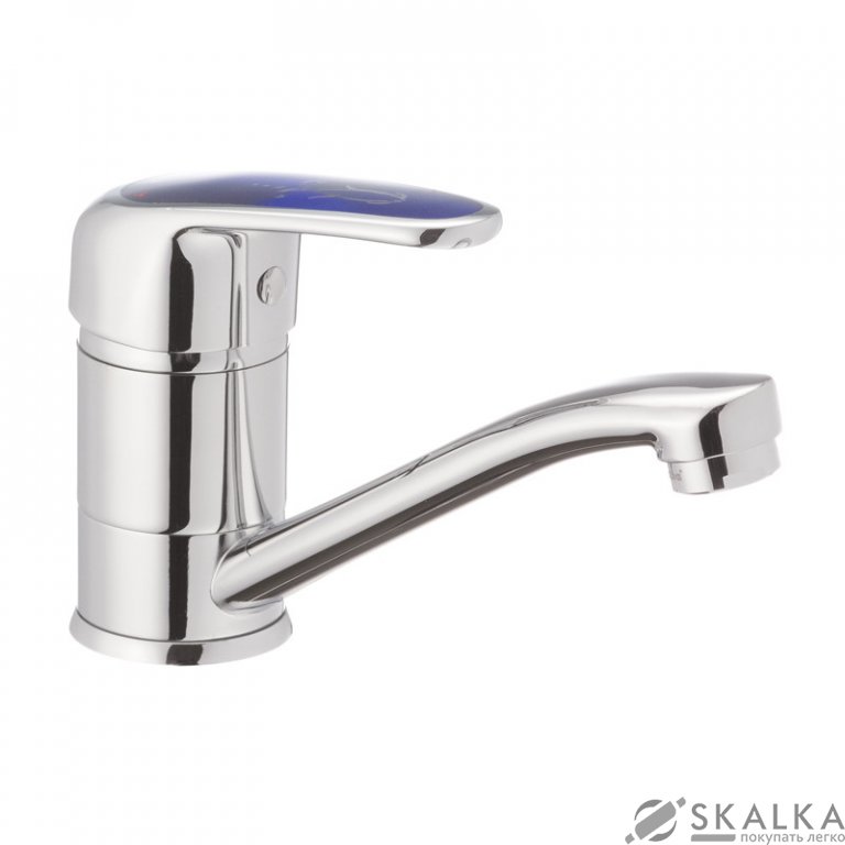 Смеситель для раковины Haiba MAGIC 004 с синей ручкой (излив 15 см) (HB0666) На фото Смеситель для раковины Haiba MAGIC 004 с синей ручкой (излив 15 см) (HB0666)