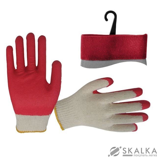 Перчатка Intertool х/б трикотаж покрытая латексом на ладони 8" красная (SP-0010) На фото Перчатка Intertool х/б трикотаж покрытая латексом на ладони 8" красная (SP-0010)
