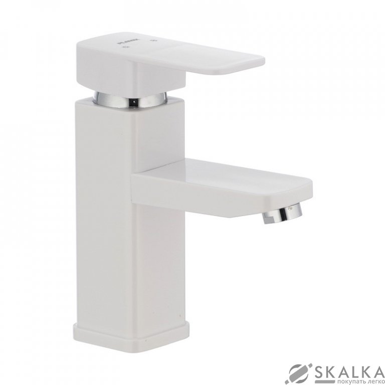 Смеситель для раковины PLAMIX Kub-001 белый (без подводки) (PM0008) На фото Смеситель для раковины PLAMIX Kub-001 белый (без подводки) (PM0008)
