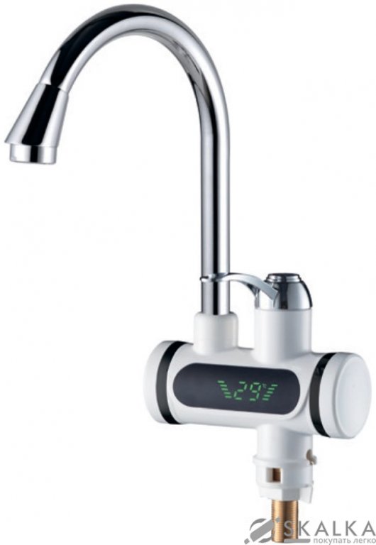 На фото Проточный водонагреватель Aquatica JZ для кухни гусак ухо на гайке (JZ-6B141W)