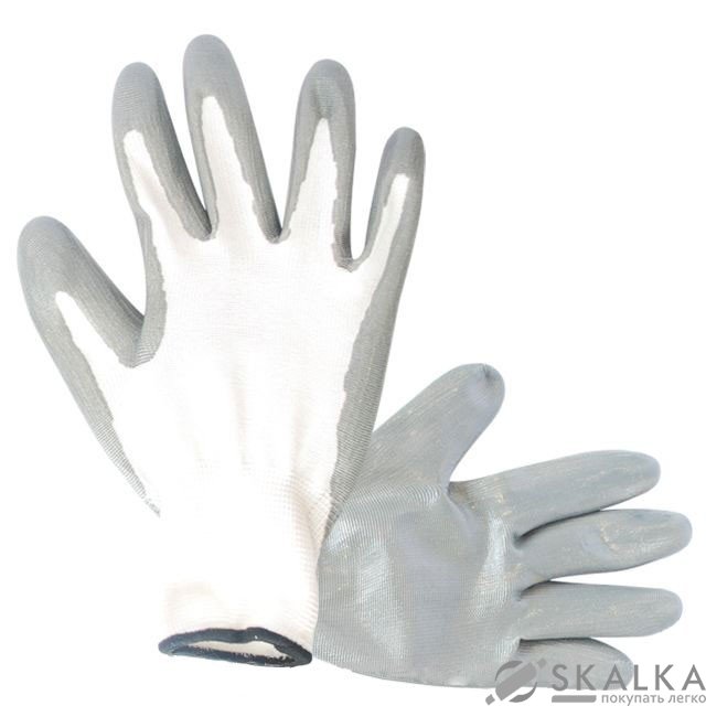 Перчатка Intertool вязаная покрытая нитрилом на ладони 10" серая (SP-0112) На фото Перчатка Intertool вязаная покрытая нитрилом на ладони 10" серая (SP-0112)