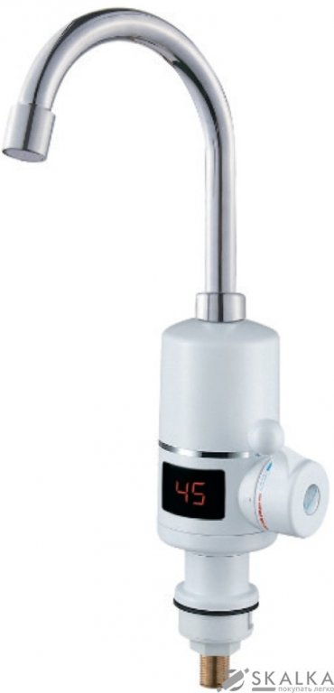 На фото Проточный водонагреватель Aquatica NZ для кухни гусак ухо на гайке с дисплеем (NZ-6B142W)