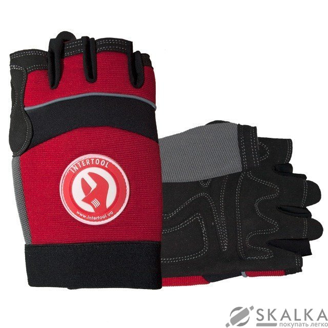 На фото Перчатка Intertool Microfiber без пальцев, вставки спандекса и неопрена, эластичный манжет на липучк