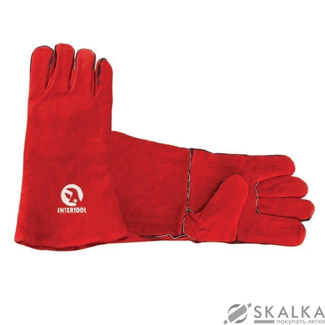 Перчатка Intertool замшевая 14" красная (SP-0156) На фото Перчатка Intertool замшевая 14" красная (SP-0156)