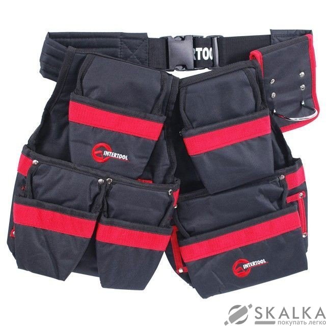 На фото Сумка поясная Intertool слесарно-строительная, 18 карманов, полиэстер (SP-1011)