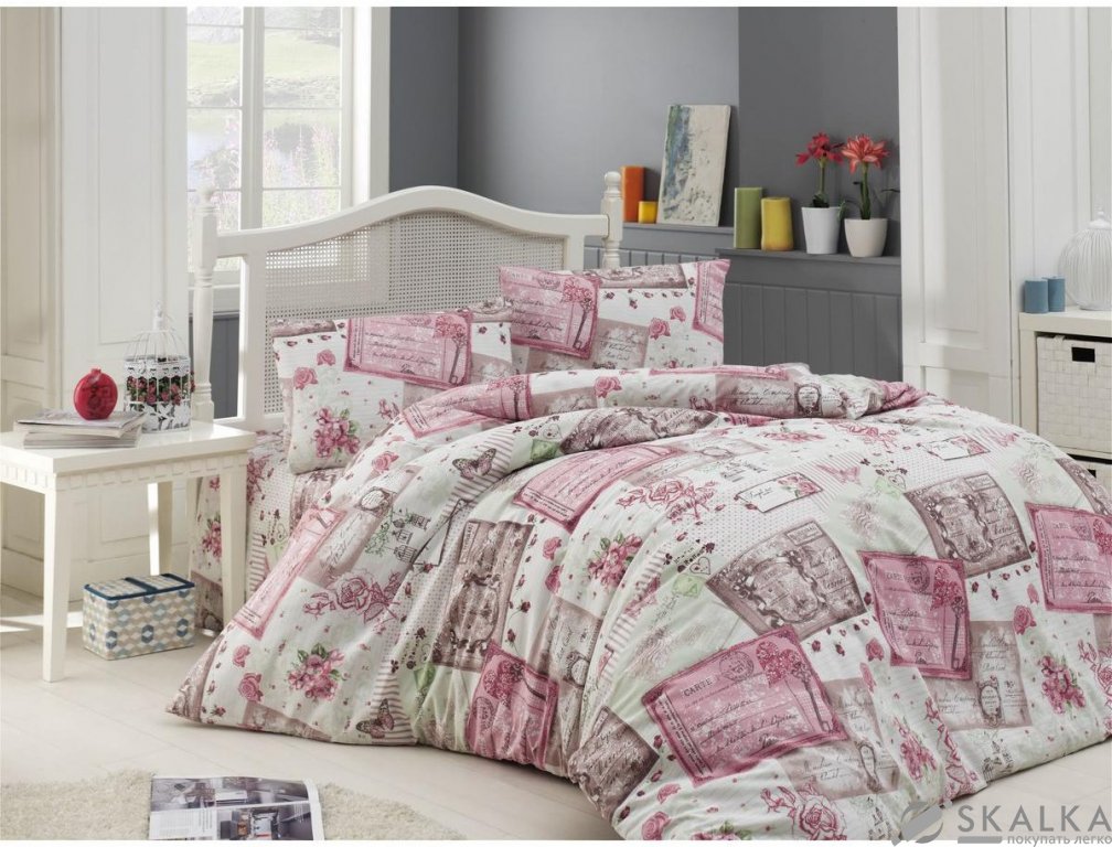 На фото Постельное белье Arya Хлопок 1,5 160х220 Roses (8680943059826)