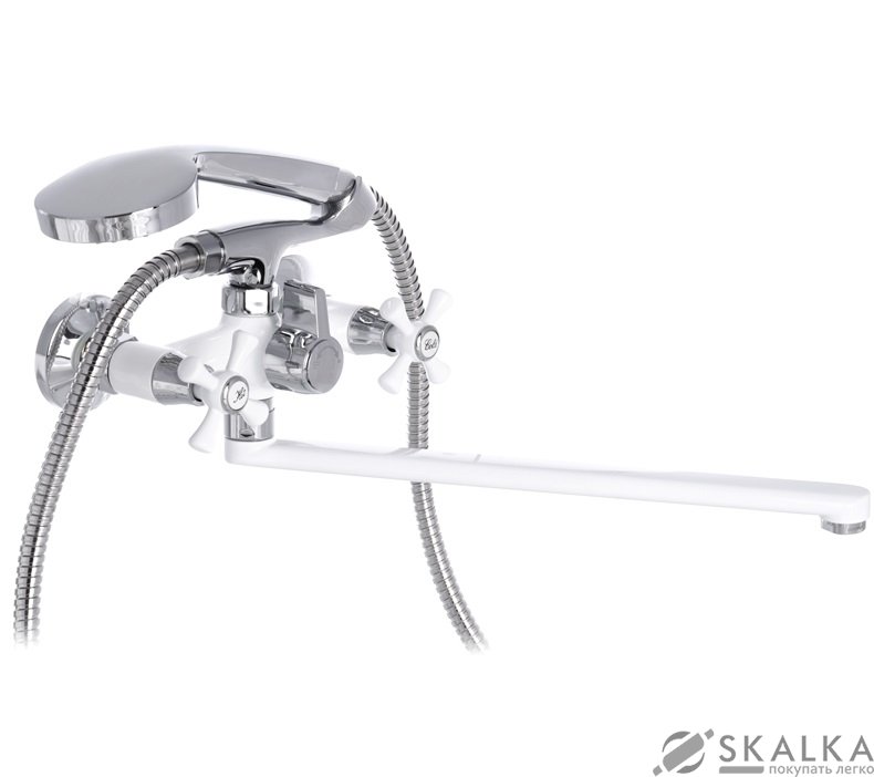 На фото Смеситель для ванны MIXXUS OMEGA 140 WHITE (MI2768)