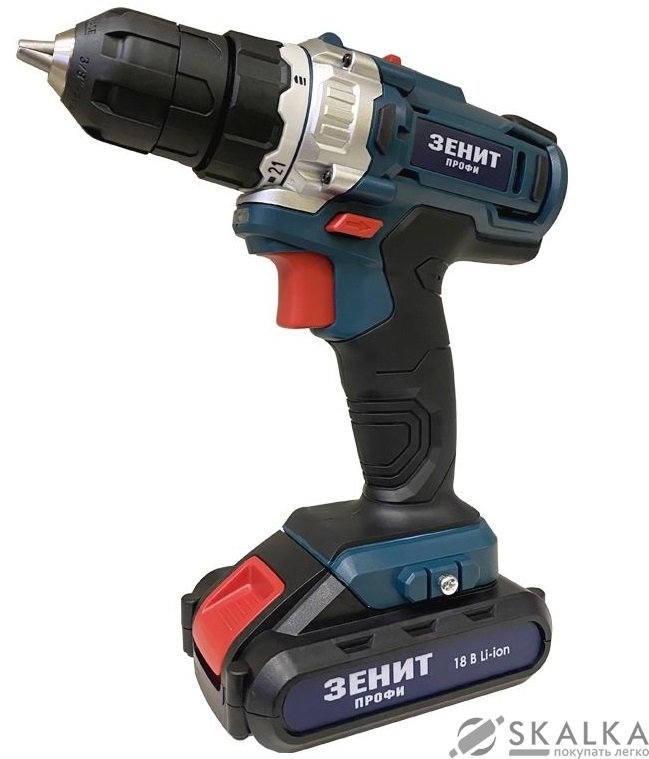 На фото Шуруповерт аккумуляторный Зенит ЗША-18 Li профи (840549)