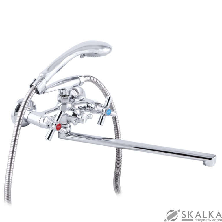 Смеситель для ванны ZERIX D4Q 722 с полнооборотной кран буксой (ZX2960) На фото Смеситель для ванны ZERIX D4Q 722 с полнооборотной кран буксой (ZX2960)