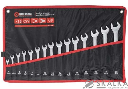 Набор ключей комбинированных Intertool 15шт 6-19, 22мм CrV (HT-1204) На фото Набор ключей комбинированных Intertool 15шт 6-19, 22мм CrV (HT-1204)