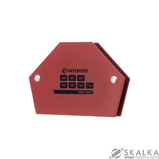 На фото Сварочный магнит Intertool трапеция 30° 45° 60° 75° 90° 135° 11 кг 100×68×14 мм (MW-0001)