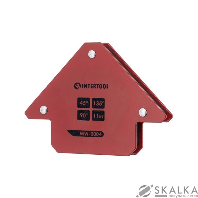 На фото Сварочный магнит Intertool стрела 45° 90° 135° 11 кг 70×80×14 мм (MW-0004)