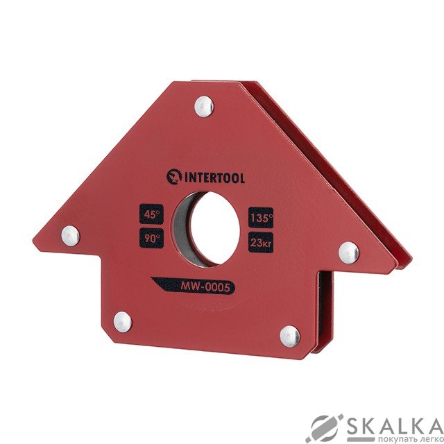 На фото Сварочный магнит Intertool стрела 45° 90° 135° 23 кг 90×100×17 мм (MW-0005)