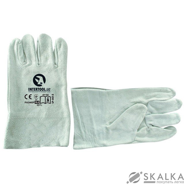 На фото Перчатка замшевая Intertool (крага) 10.5" (ящик 120 пар) (SP-0015W)