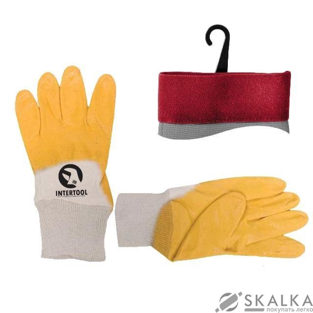 Перчатка х/б Intertool трикотаж покрытая нитрилом на ладони 9" (желтая) (120пар/ящ) (SP-0109W) На фото Перчатка х/б Intertool трикотаж покрытая нитрилом на ладони 9" (желтая) (120пар/ящ) (SP-0109W)