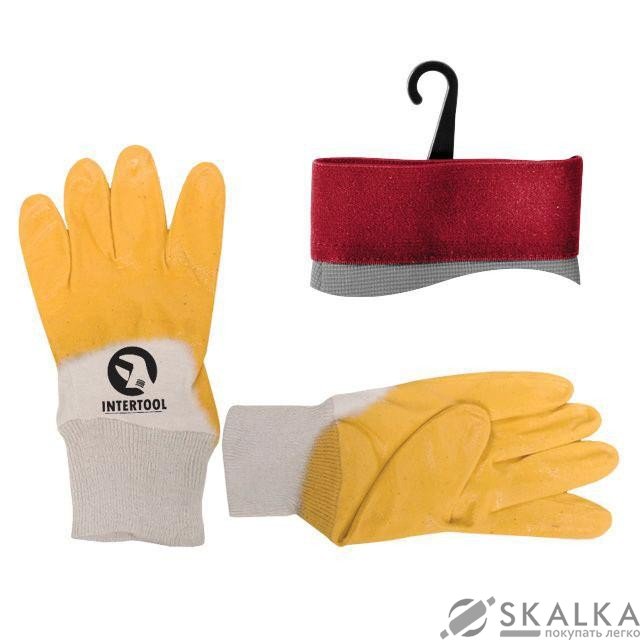 Перчатка х/б Intertool трикотаж покрытая нитрилом на ладони 10" (желтая) (120пар/ящ) (SP-0110W) На фото Перчатка х/б Intertool трикотаж покрытая нитрилом на ладони 10" (желтая) (120пар/ящ) (SP-0110W)