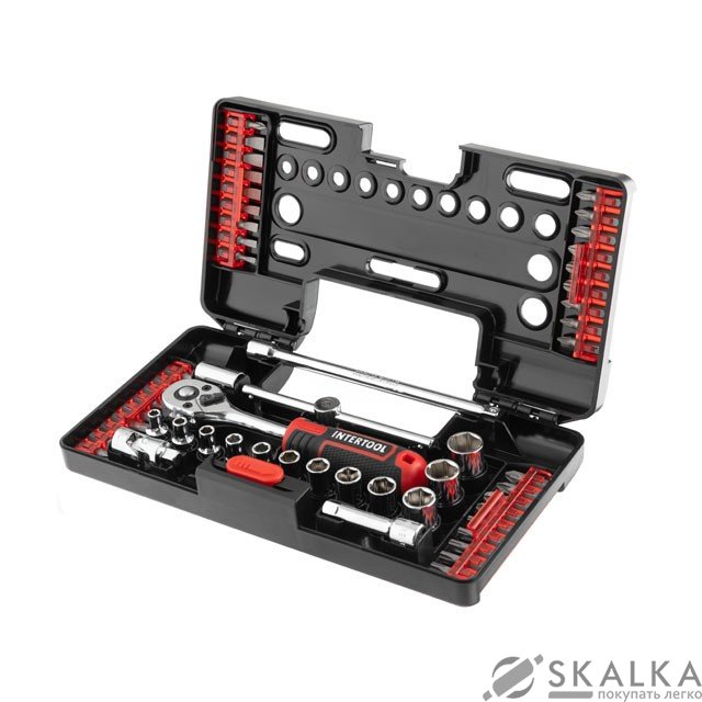 На фото Набор отверточных насадок и головок с трещоткой 57 ед Intertool STORM (VT-3657)