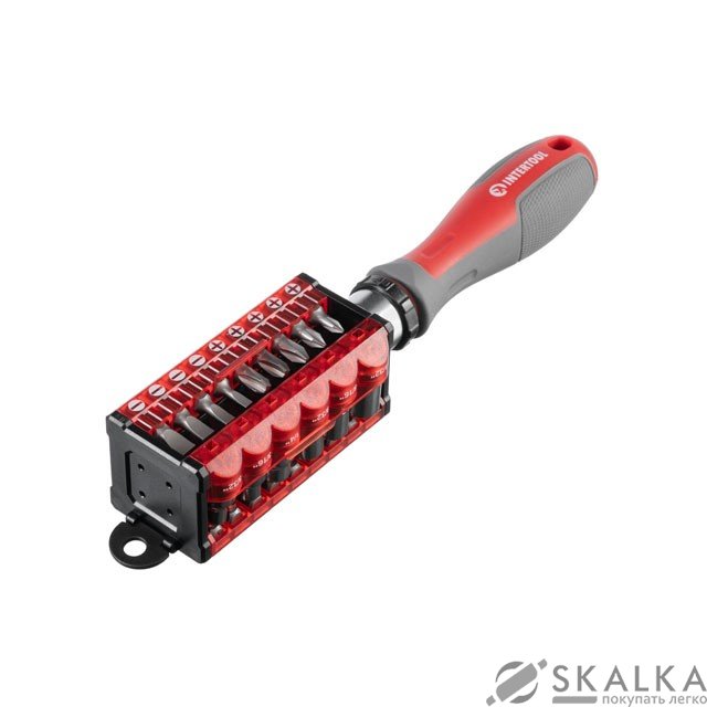 Отвертка с храповым механизмом и комплектом насадок 31 ед Intertool (VT-3374) На фото Отвертка с храповым механизмом и комплектом насадок 31 ед Intertool (VT-3374)