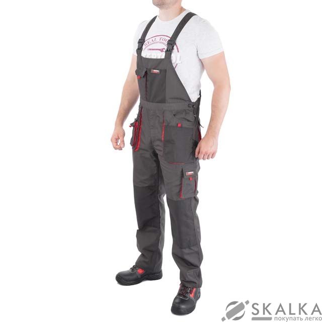 На фото Полукомбинезон рабочий Intertool 80 % полиэстер, 20 % хлопок, плотность 260 г/м2, XXXL (SP-3026)