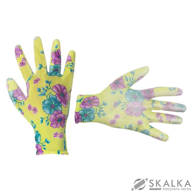 На фото Перчатки садовые с полиуретановым покрытием 8" зеленые Intertool (SP-0161)