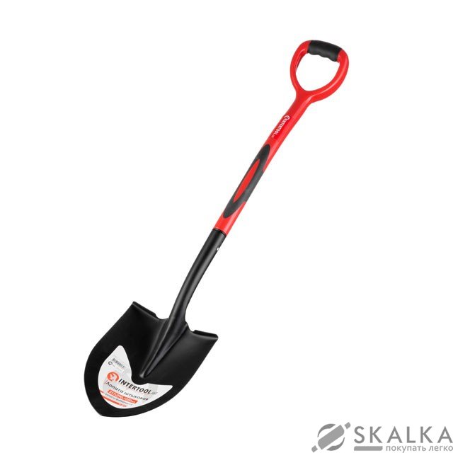 На фото Лопата штыковая Intertool ручка из фибергласса, 217х290х1050 мм (FT-2013)