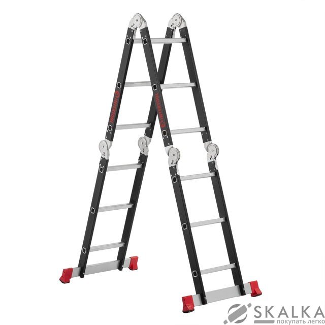 На фото Лестница трансформер Intertool 4х3 ступени, стальной профиль, 3380 мм 150 кг (LT-0023)