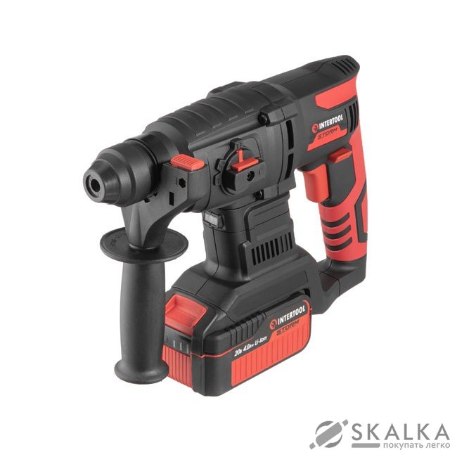 На фото Перфоратор бесщеточный Intertool 20 В, 2 Дж, 0-1250 об/мин, 0-4800 уд/мин, SDS plus 4.0 Ач (WT-0370)