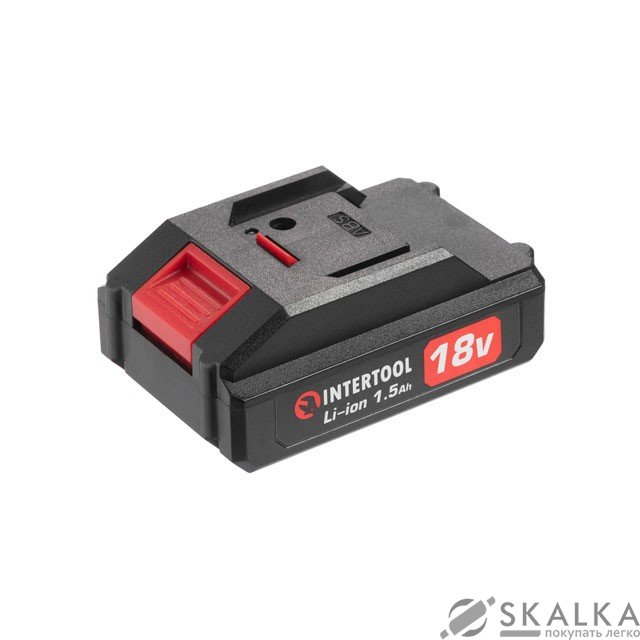 На фото Аккумулятор Intertool 18 В, литий-ион, 1.5 Ач, для шуруповерта DT-0315 (DT-0316)
