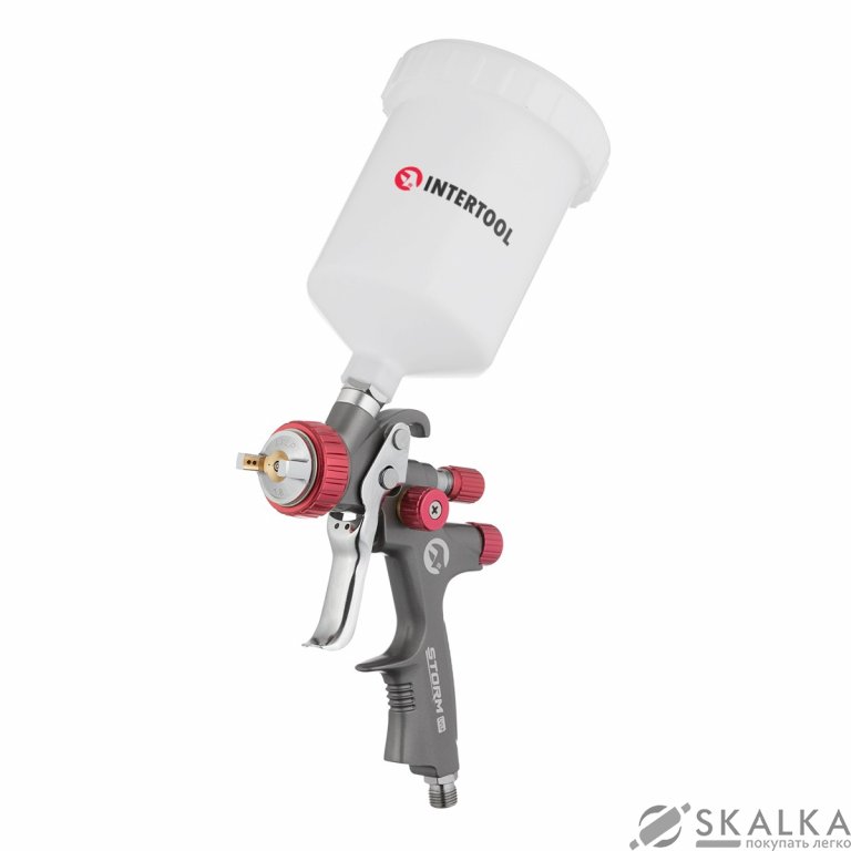 На фото Краскопульт пневматический Intertool LVLP TEFLON профессиональный 1.8мм 600мл 1.5бар STORM (PT-0148)