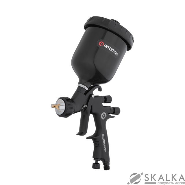 На фото Краскопульт пневматический Intertool HVLP BLACK M-DIAMOND профи 1.4мм 600 мл STORM (PT-0164)