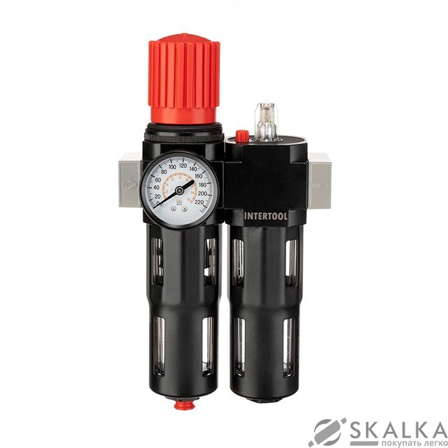Блок подготовки воздуха Intertool 1/2", 5мкм, 1800л/мин, металл, профессиональный (PT-1434) На фото Блок подготовки воздуха Intertool 1/2", 5мкм, 1800л/мин, металл, профессиональный (PT-1434)