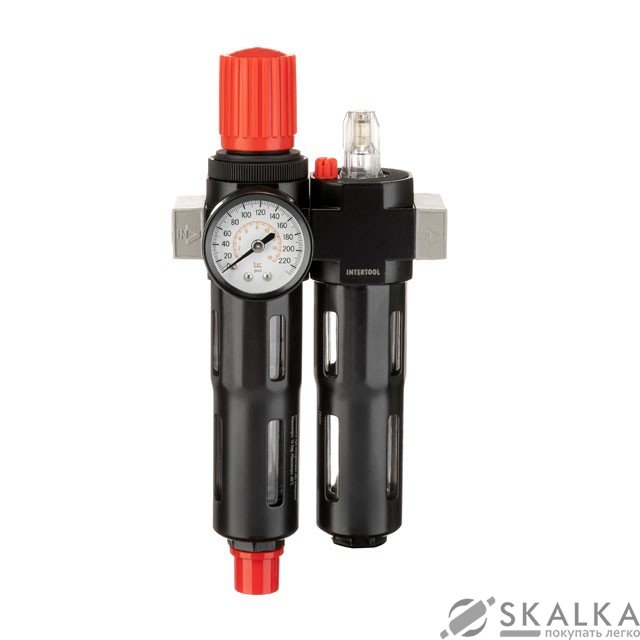 Блок подготовки воздуха Intertool 1/4", 5мкм, 850 л/мин, металл, профессиональный (PT-1435) На фото Блок подготовки воздуха Intertool 1/4", 5мкм, 850 л/мин, металл, профессиональный (PT-1435)