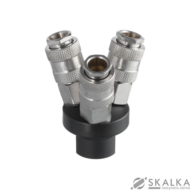 Разветвитель воздуха 1/4" на 3 выхода, W-образный, с быстросъемом 10bar Intertool (PT-1853) На фото Разветвитель воздуха 1/4" на 3 выхода, W-образный, с быстросъемом 10bar Intertool (PT-1853)