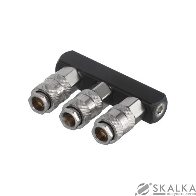 Разветвитель воздуха 1/4" на 3 выхода, прямой, с быстросъемом 10bar Intertool (PT-1855) На фото Разветвитель воздуха 1/4" на 3 выхода, прямой, с быстросъемом 10bar Intertool (PT-1855)