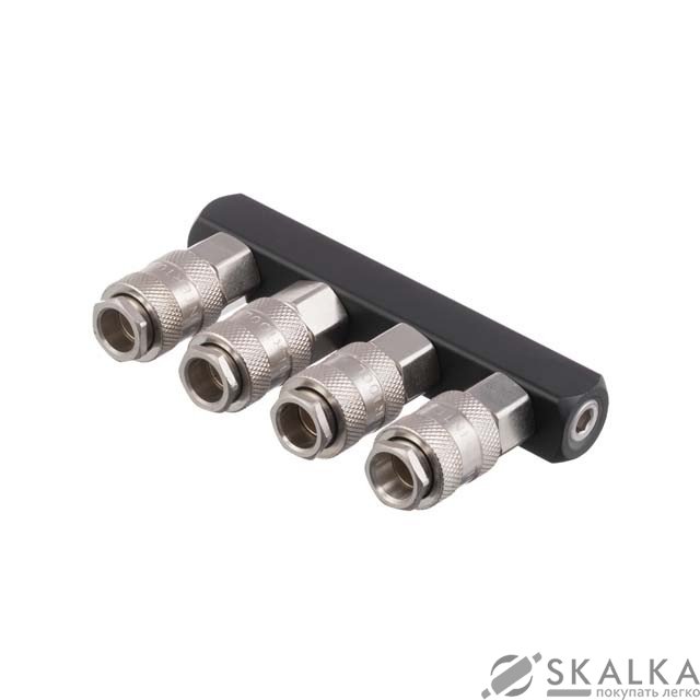 На фото Разветвитель воздуха 1/4" на 4 выхода, прямой, с быстросъемом 10bar Intertool (PT-1856)