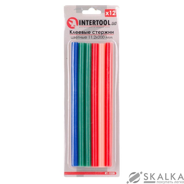 Комплект клеевых стержней Intertool цветных 11.2мм*200мм, 12шт (RT-1028) На фото Комплект клеевых стержней Intertool цветных 11.2мм*200мм, 12шт (RT-1028)