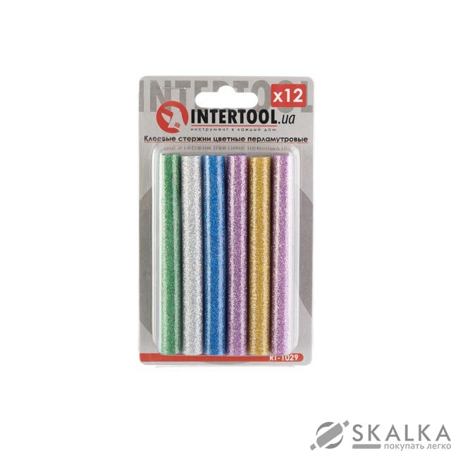 Комплект клеевых стержней Intertool цветных перламутровых 11.2мм*100мм, 12шт (RT-1029) На фото Комплект клеевых стержней Intertool цветных перламутровых 11.2мм*100мм, 12шт (RT-1029)