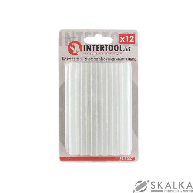На фото Комплект клеевых стержней Intertool флуоресцентных 11.2 мм*100мм, 12 шт (RT-1037)